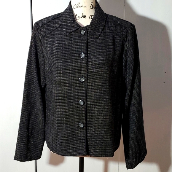 Carol Anderson- Womens Black/White Tweed look Blazer lined Sz.Large - Picture 1 of 6